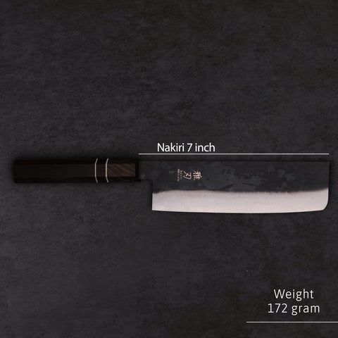 Nakiri Blue Steel VG10 Clad – Ebony Handle 180mm Custom