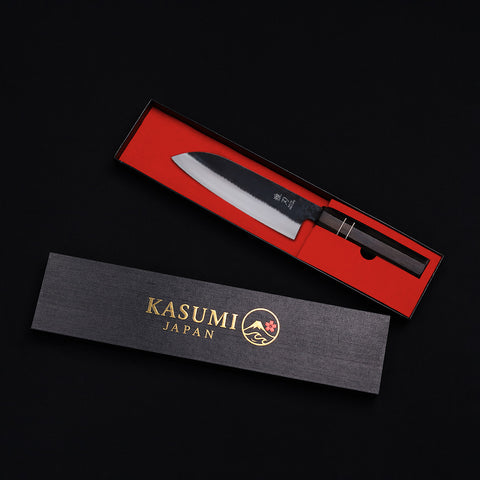Essential Japanese Knife Set – Blue Steel Blades, Ebony Wood Handles (Santoku, Nakiri, Petty)