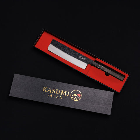 Essential Japanese Knife Set – Blue Steel Blades, Ebony Wood Handles (Santoku, Nakiri, Petty)