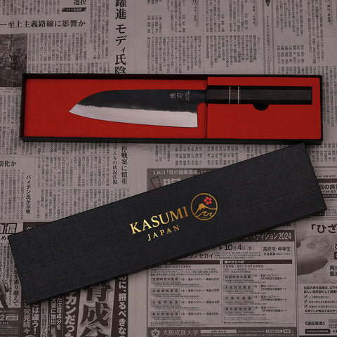 Essential Japanese Knife Set – Blue Steel Blades, Ebony Wood Handles (Santoku, Nakiri, Petty) Custom