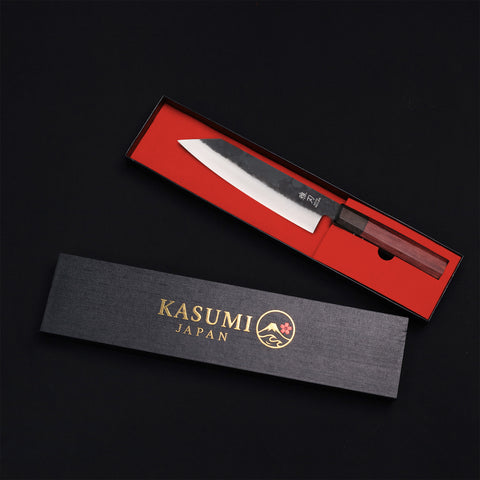Bunka Blue Steel Red Ebony Wood Handle