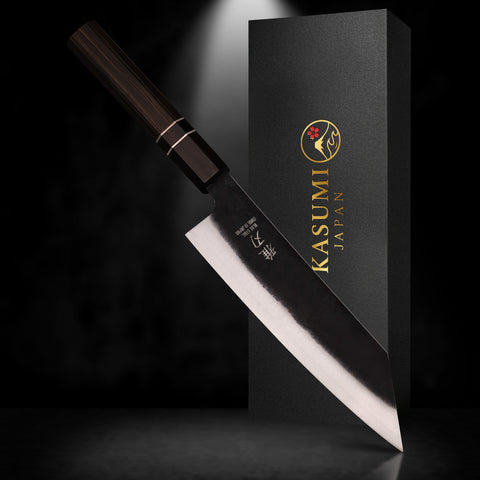 Daily Cut Japanese Trio – Blue Steel Blades, Ebony Wood Handles (Bunka, Nakiri, Santoku) Custom