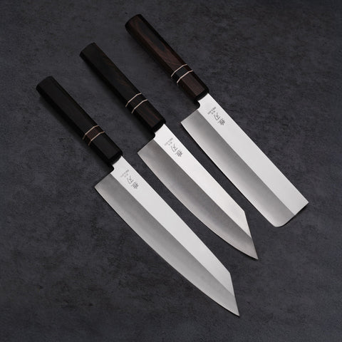3-Piece VG-10 Ebony Wood Handle Knife Set Custom