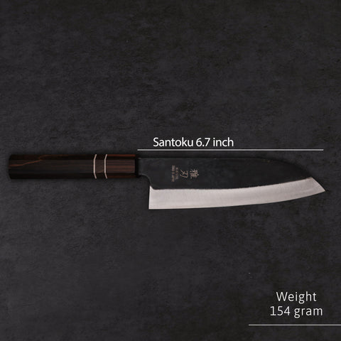 Santoku Blue Steel Ebony Wood Handle 170mm