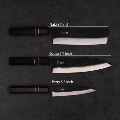3‑Piece Family Prep Set | Japanese Knife Bundle (Gyuto, Nakiri, Petty) Custom