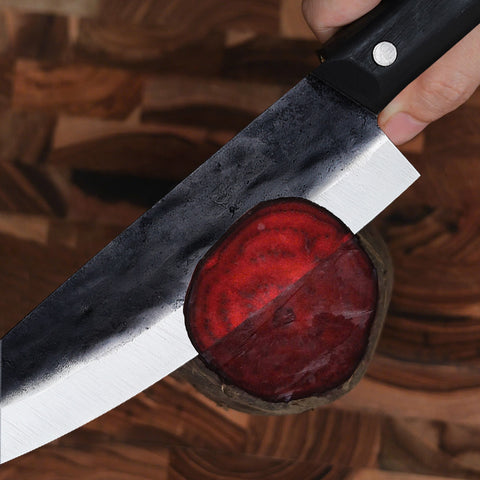 Slicer Chef Knife Carbon Steel #2 Black Ebony Wood Handle 182mm