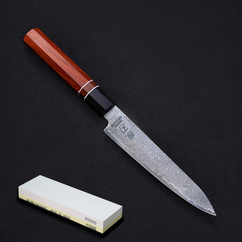 Petty Damascus VG10 Ebony Wood Handle + Whetstone