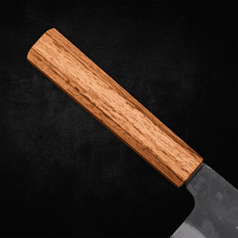 Bunka Blue Steel #1 Kurouchi Stainless Clad Oak Handle190mm - Kasumi Japan