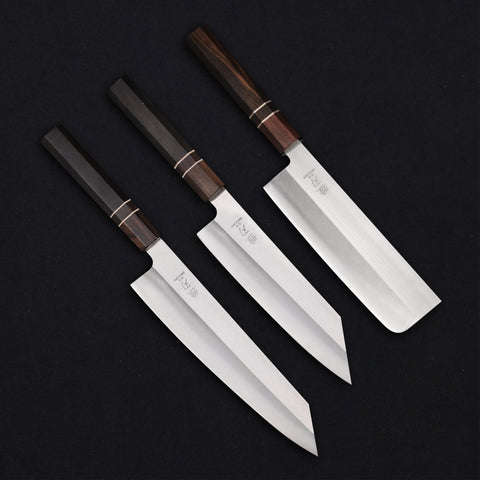 3-Piece VG-10 Ebony Wood Handle Knife Set
