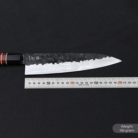 Gyuto Aogami Damascus Red Ebony Wood Handle + Whetstone