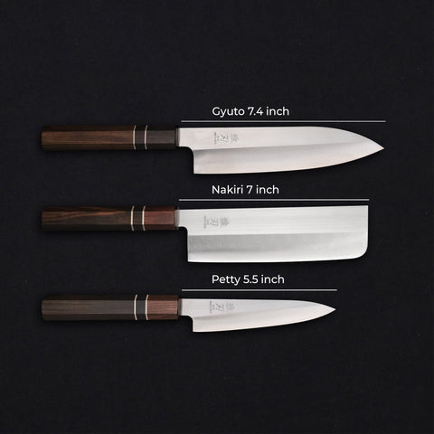 3‑Piece VG-10 Family Prep Set (Gyuto, Nakiri, Petty)