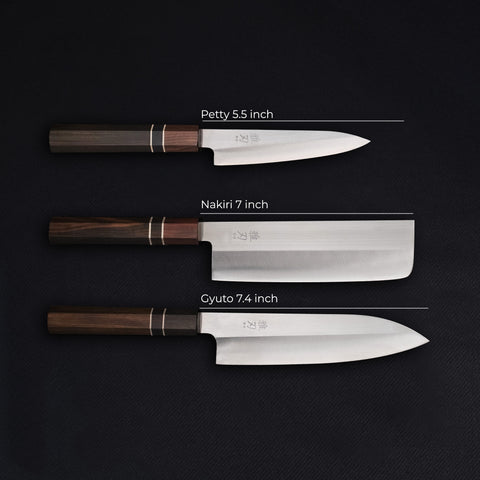 3‑Piece VG-10 Family Prep Set (Gyuto, Nakiri, Petty)