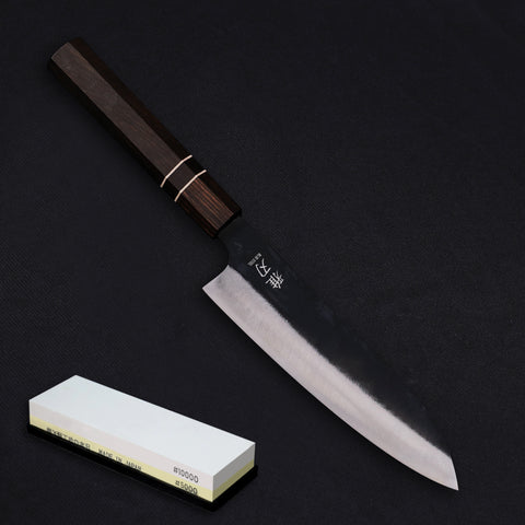 Gyuto Blue Steel Ebony Wood Handle + Whetstone
