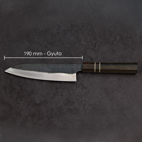 Gyuto Blue Steel Ebony Wood Handle 190mm