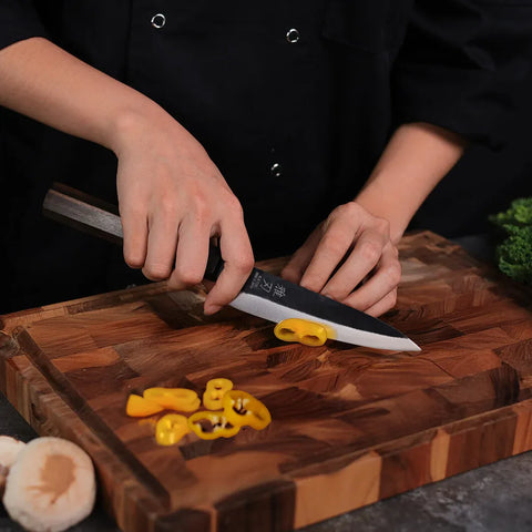 Petty Blue Steel Ebony Wood Handle + Whetstone