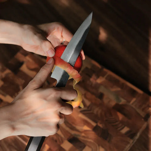 Petty Blue Steel Ebony Wood Handle + Whetstone