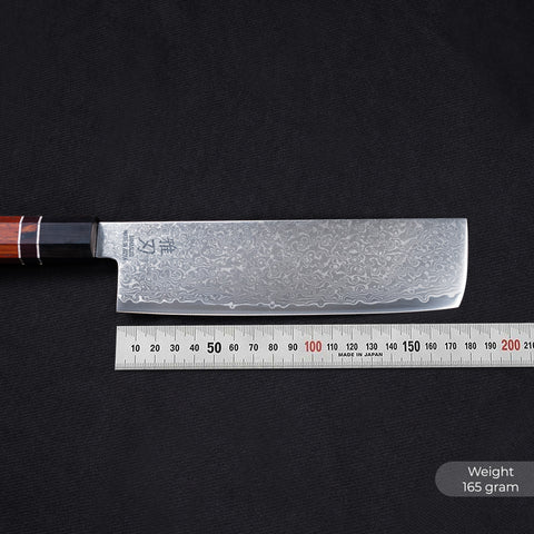 Nakiri Damascus VG10 Ebony Wood Handle + Whetstone