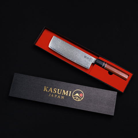 Nakiri Damascus VG10 Ebony Wood Handle + Whetstone