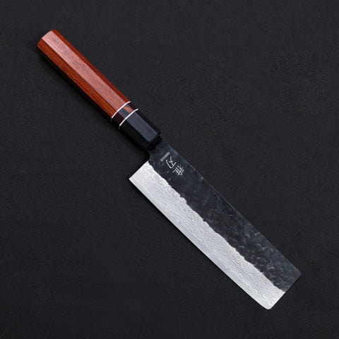 Nakiri Knife - Damascus 2 Red Ebony Wood Handle
