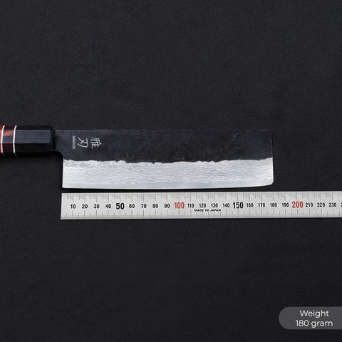 Nakiri Knife - Damascus Red Ebony Wood Handle