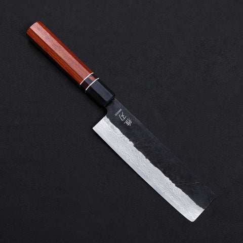 Nakiri Knife - Damascus Red Ebony Wood Handle