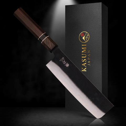 Nakiri Blue Steel VG10 Clad – Ebony Handle 180mm Custom