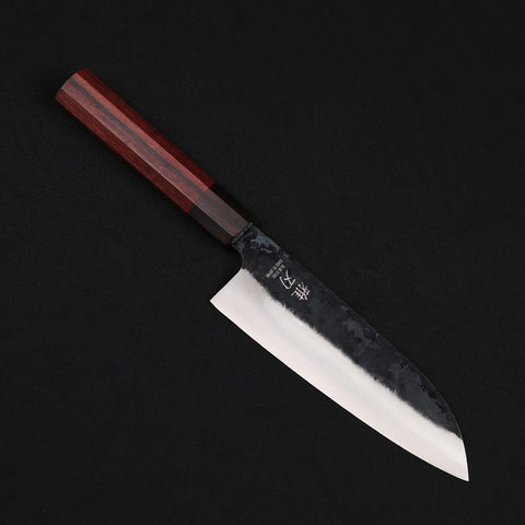Santoku Blue Steel Red Ebony Wood Handle 170mm/6.7in