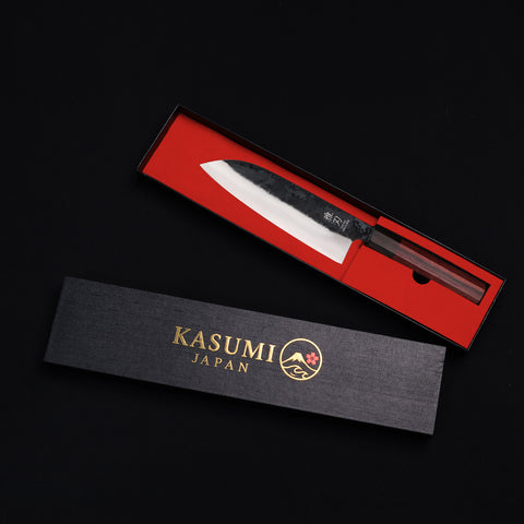 Santoku Blue Steel Red Ebony Wood Handle 170mm/6.7in