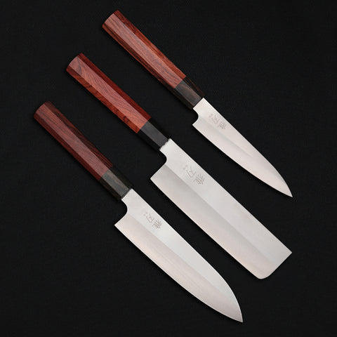 3-Piece Red Ebony VG-10 Knife Set – Home Cook Edition (Gyuto, Nakiri, Petty)