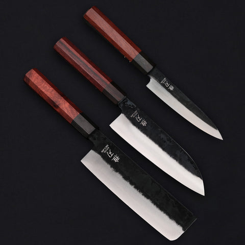 3‑Piece Blue Steel Family Prep Set (Gyuto, Nakiri, Petty)