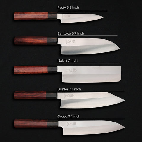 5‑Piece VG-10 Red Handle Ultimate Home Cook Bundle (Gyuto, Nakiri, Petty, Santoku, Bunka)