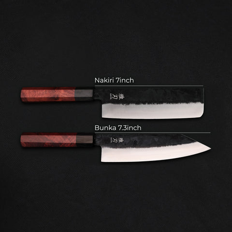 Essential 2-Piece Knife Set - Red Ebony Series (Bunka + Nakiri)