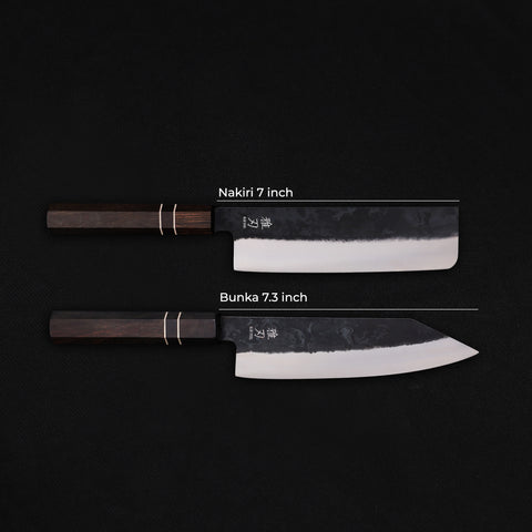 2‑Piece Everyday Essential Set | Japanese Kitchen Knives (Bunka + Nakiri)