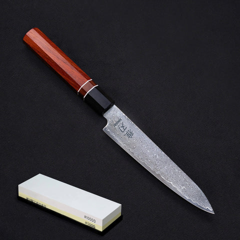 Petty Damascus VG10 Ebony Wood Handle + Whetstone