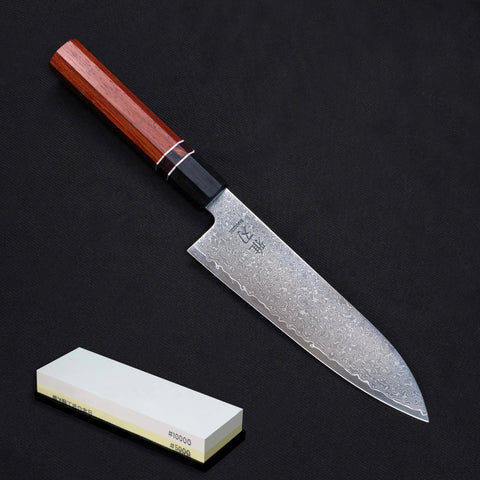 Gyuto Damascus VG10 Ebony Wood Handle + Whetstone